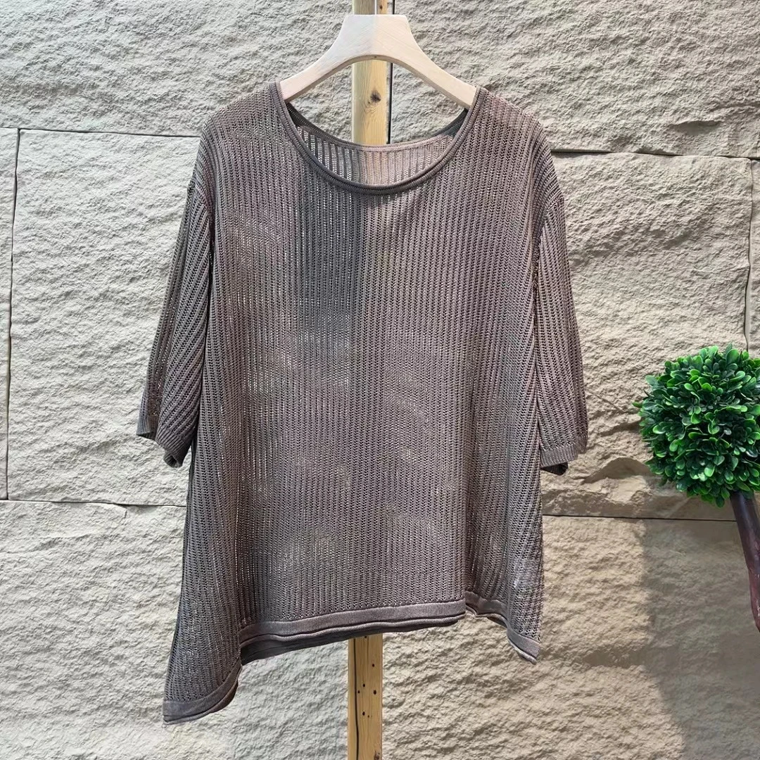 3963新款夏季洋气减龄休闲百搭镂空短袖T恤