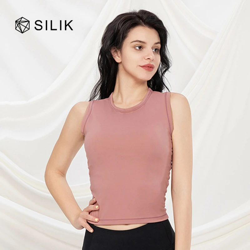 Silik/斯力克瑜伽背心女健身运动速干无袖T恤修身训练跑步上衣