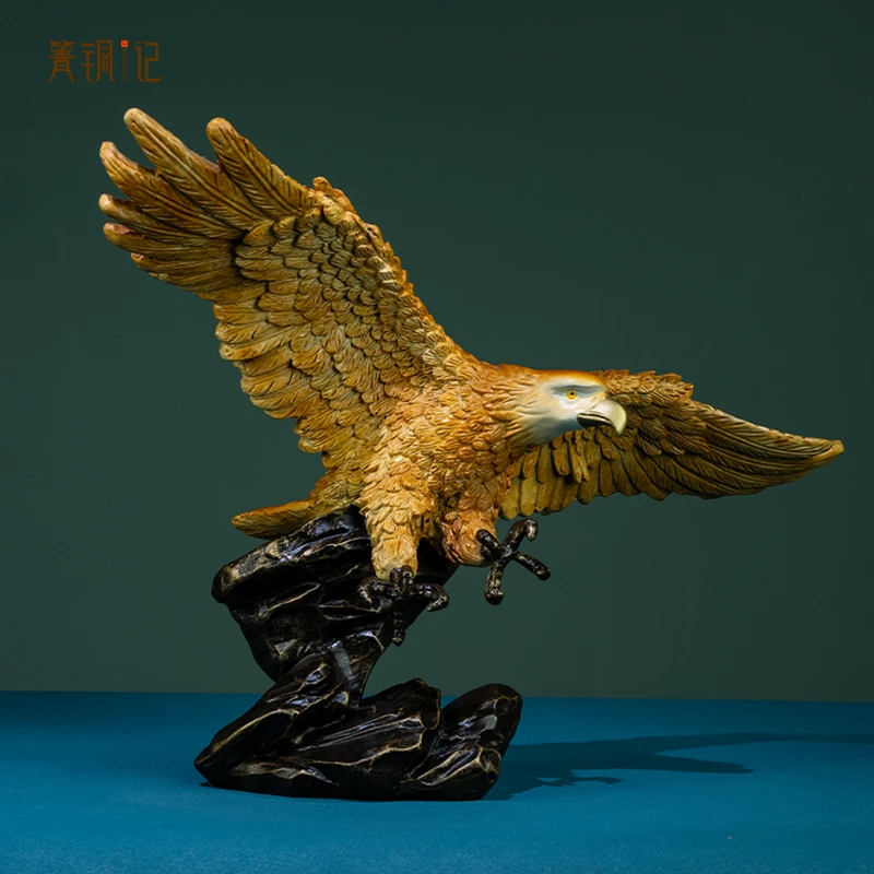 [箐铜记]铜摆件工艺品新中式室内大展宏图微景观桌面雕刻摆件鹰