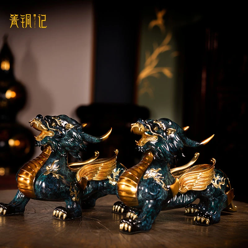 [箐铜记]大号创意貔貅手工工艺品高档全铜摆件办公室书桌JBL045a