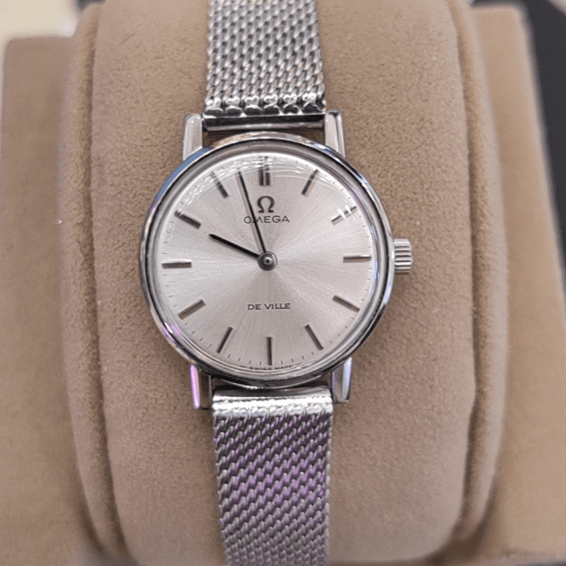 95新 老斑鸠 欧米茄中古女表/调丁刻/机械/九月/wb23120085/