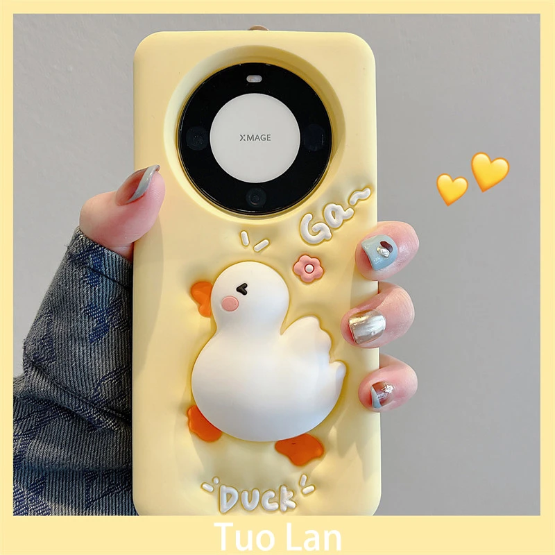 膨胀立体捏捏鸭华为mate60pro手机壳mate40/50e/30荣耀90/80女p60
