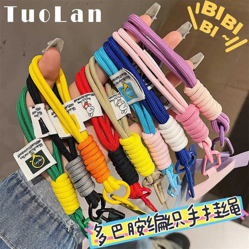 苹果华为手机壳挂绳手腕带夹片ins风手工编织防摔防丢钥匙书包女