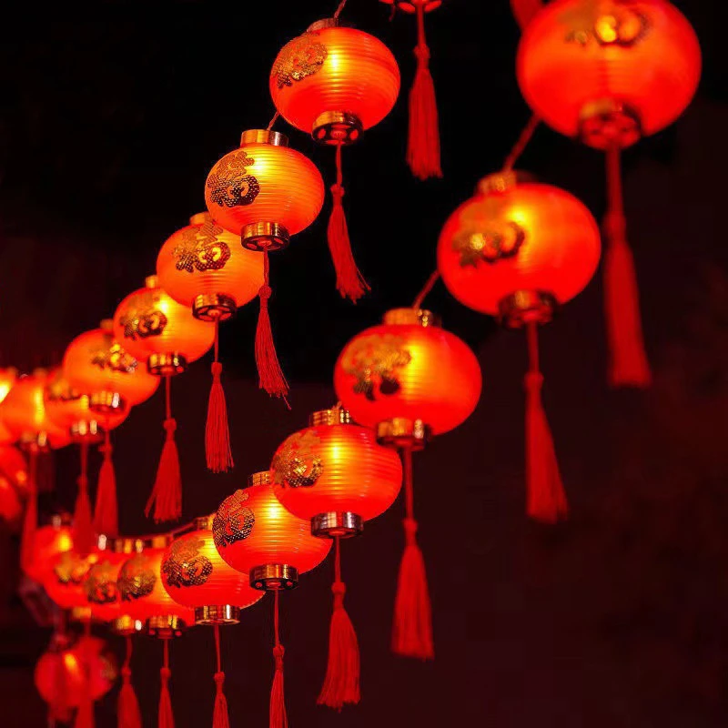 新年红灯福字圆长灯笼灯串灯春节彩灯家用专用喜庆庭院树灯景观灯
