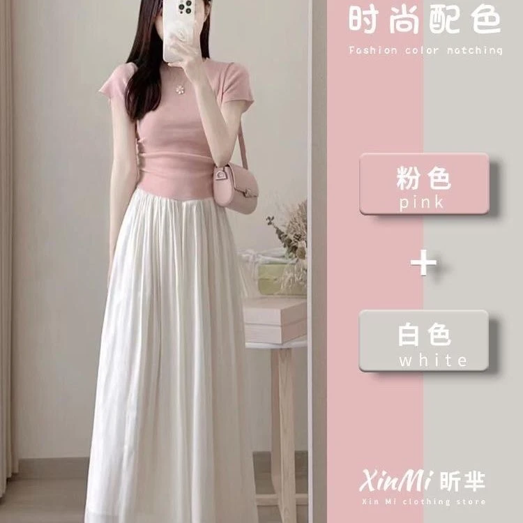 夏装温柔风淑女穿搭女装套装裙子韩剧气质名媛高端两件套chic韩风