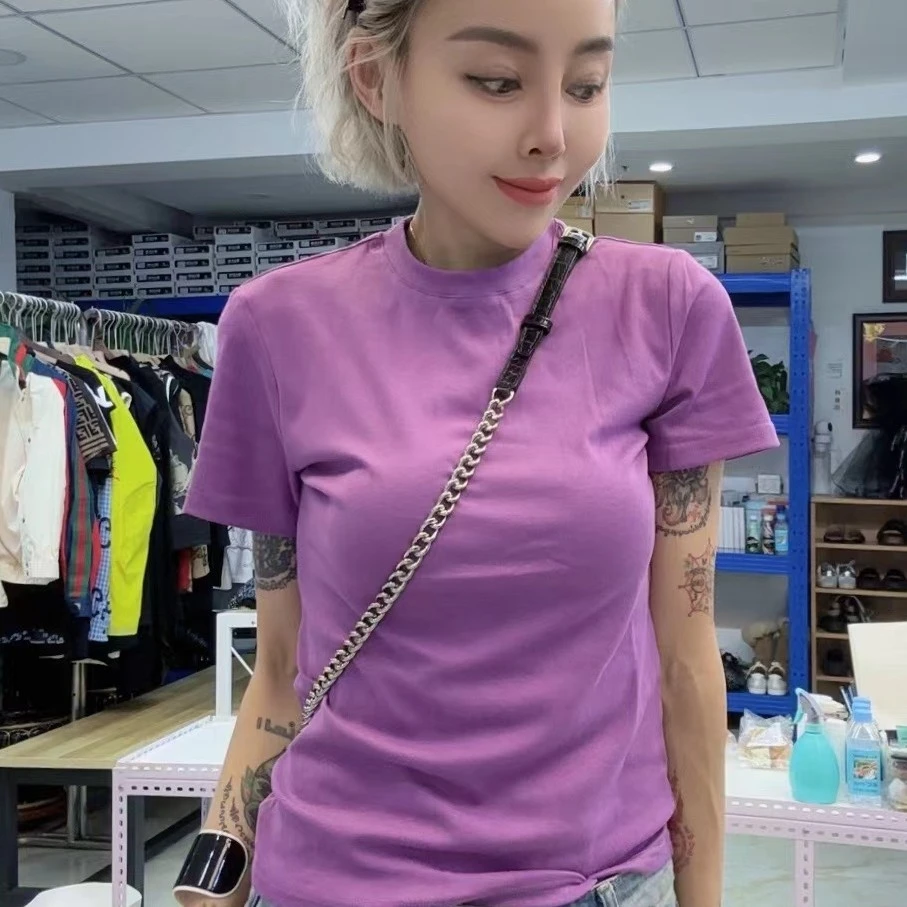 流行款1527款净版小紫色短袖