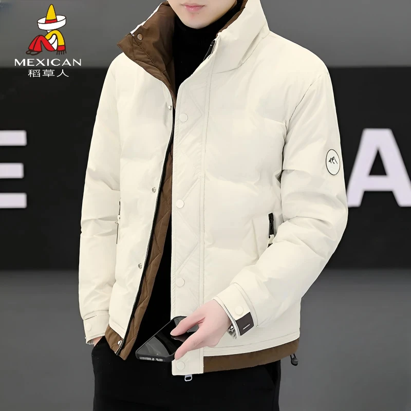 Mexican/稻草人新款男士休闲青年加厚保暖立领春季外套修身时尚