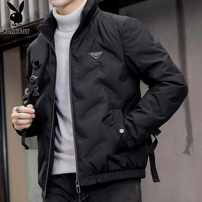 花花公子轻薄羽绒服男士白鸭绒外套冬季新款短款衣服潮休闲夹克男