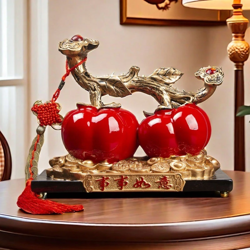 轻奢客厅玄关柿柿事事如意电视酒柜办公桌装饰客厅创意家居饰品