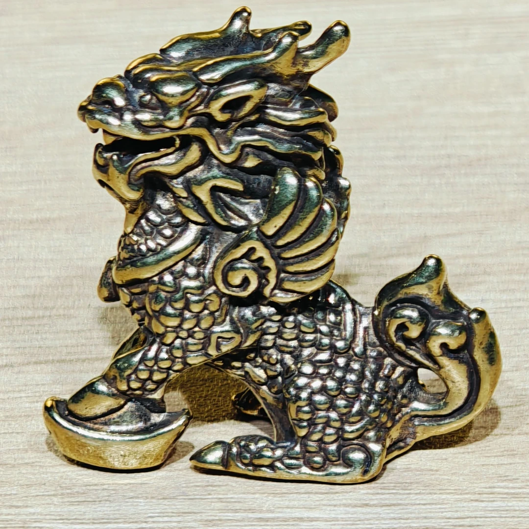 A101创意茶道神兽实心摆设把玩铜摆件