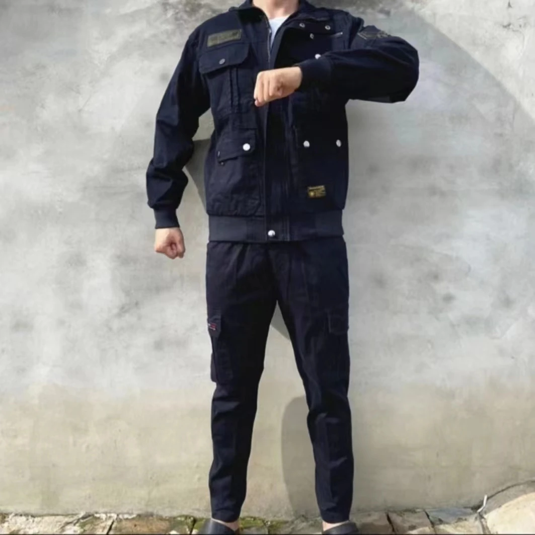 852工作服男装春秋季厚款室外工地劳保衣服汽修电焊工防烫耐磨