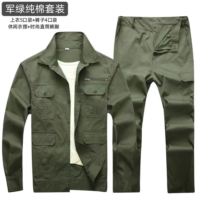 户外工作服薄款军绿男士透气工地劳保工装汽修电焊防烫耐脏磨套装