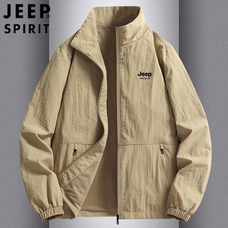 JEEP SPIRIT吉普时尚男士休闲外套春秋季宽松立领户外薄款夹克男
