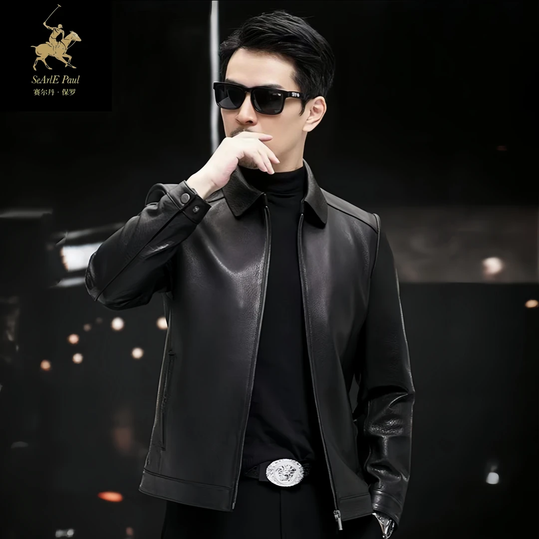 【玉山专属】SeArlE Paul/赛尔丹保款新款翻领皮外套时尚皮夹克A013