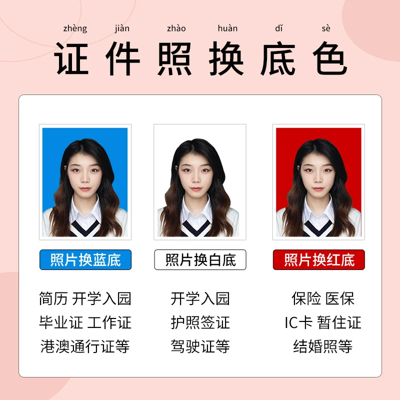 证件照打印冲印照片红白蓝底定制不褪色幼儿园必备品报名1寸2包邮