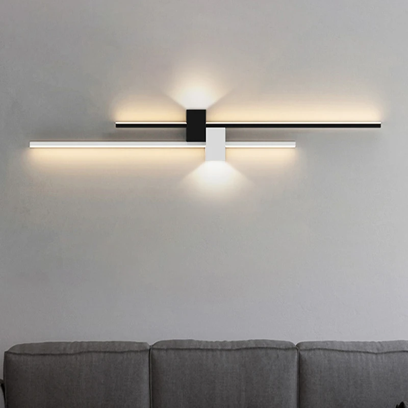 壁灯床头灯客厅沙发背景墙卧室楼梯极简长条个性免打孔充电墙壁灯