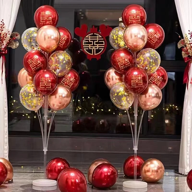 订婚结婚场景布置品订婚宴桌飘立柱生日仪式感汽球树婚礼地飘气球