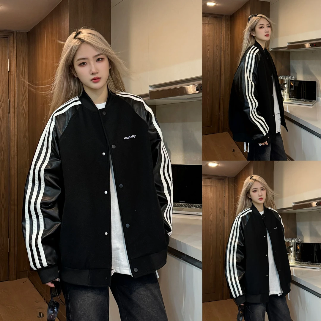 【男女同款+48小时现货】秋冬美式潮牌夹克棒球服情侣百搭宽松潮流