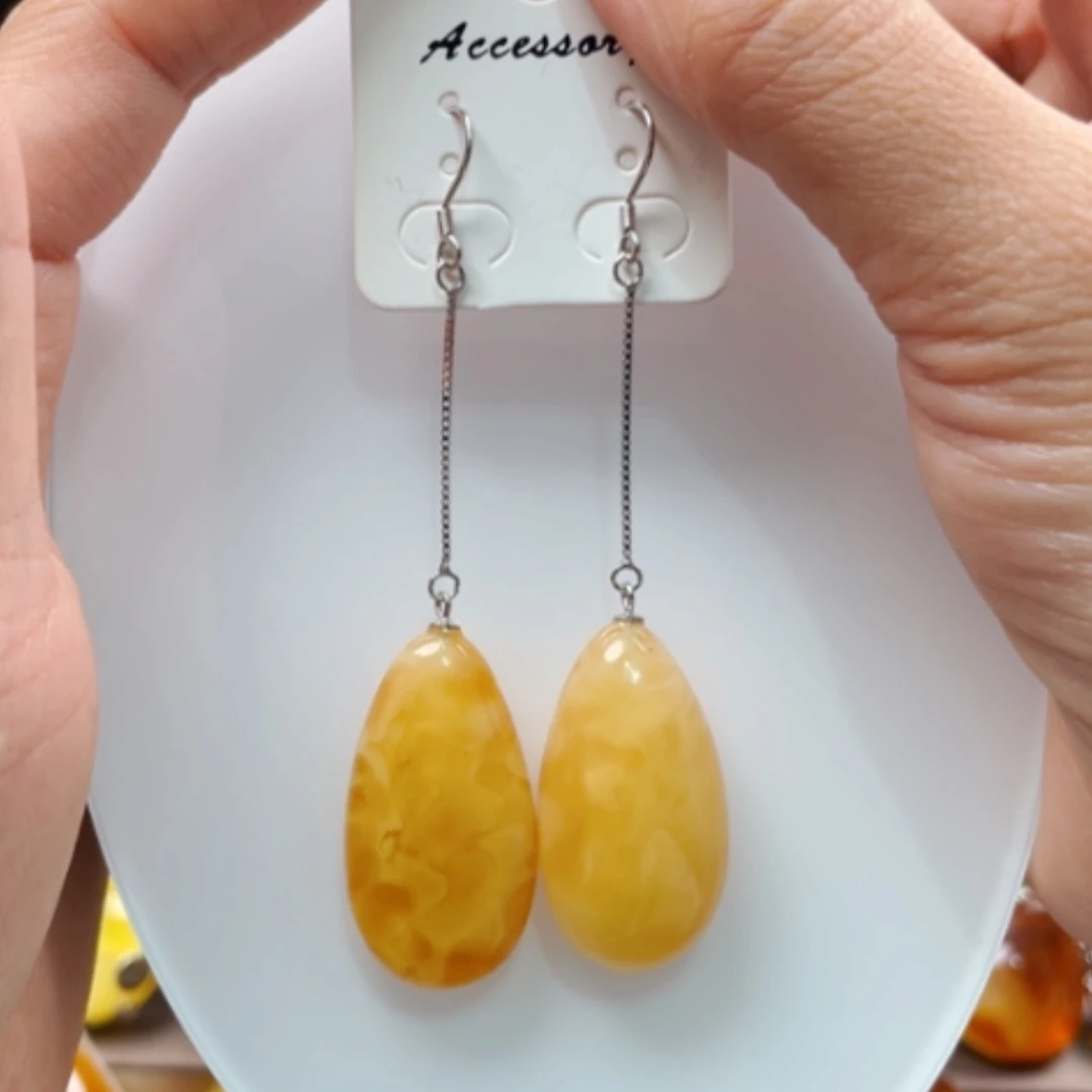 【闪购商品】琥珀裸石银S925镶嵌静*
