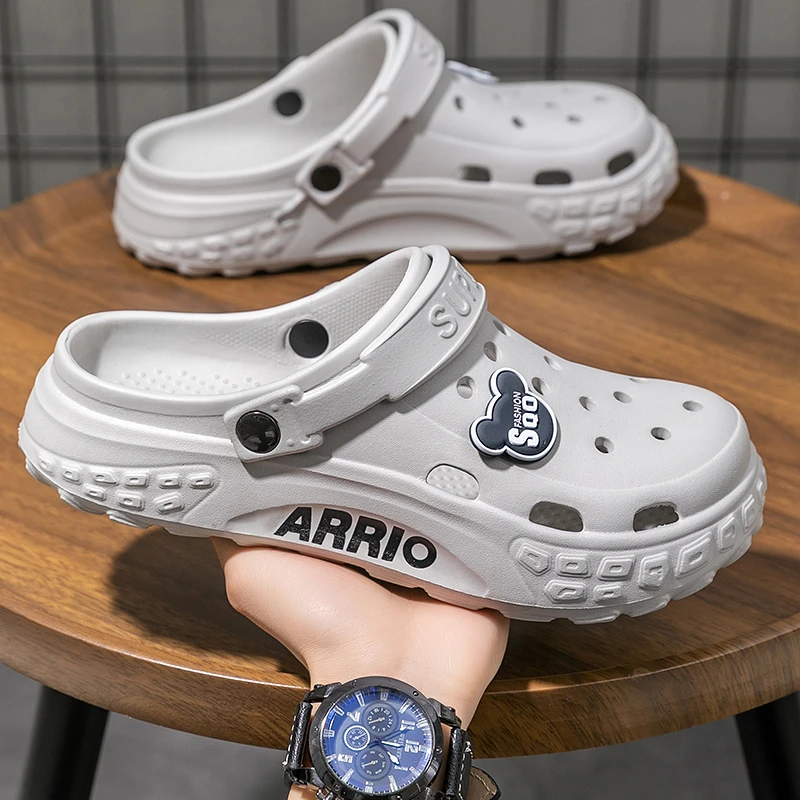 洞洞鞋男款2024新款夏季外穿包头拖鞋踩屎感防滑耐磨运动沙滩凉鞋