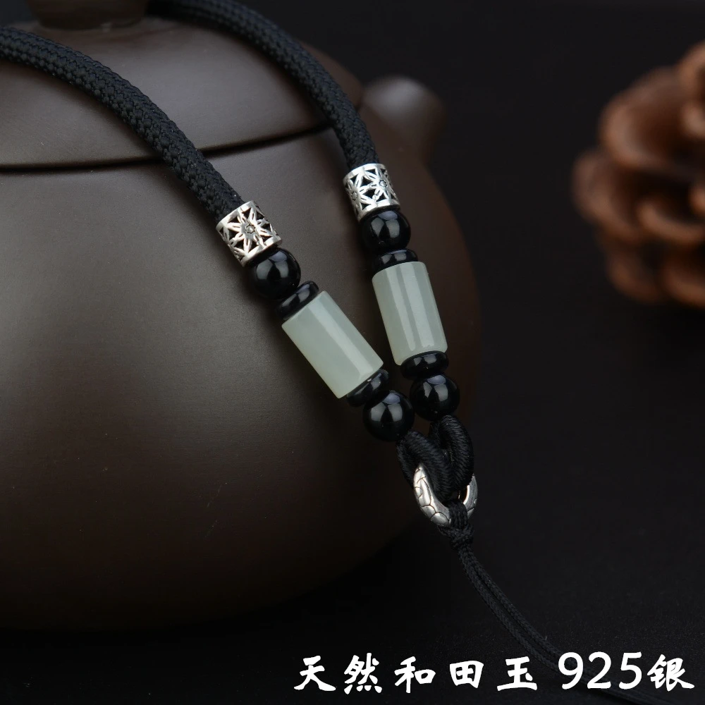 高端挂脖玉石玉佩玉器天然和田玉挂脖吊绳挂件绳项链绳子吊坠挂绳