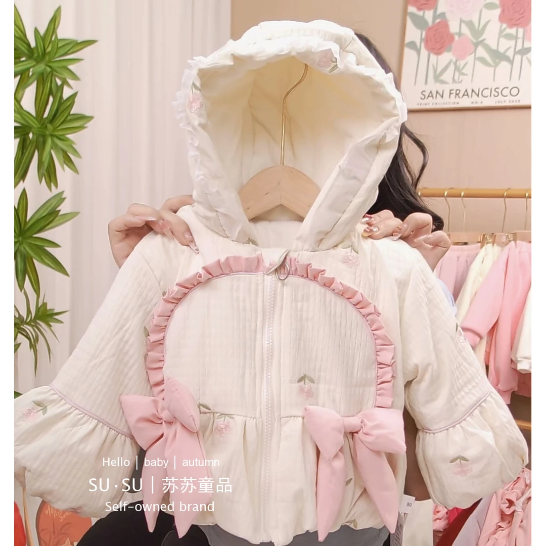 女童棉衣加绒洋气冬装新款棉服宝宝加厚冬季棉袄儿童外套