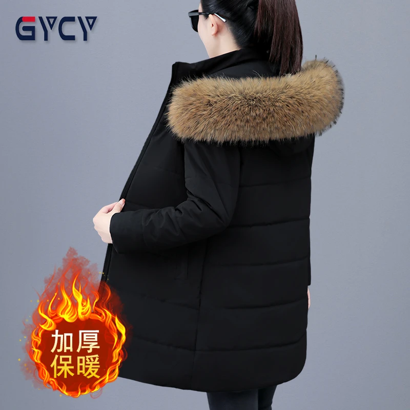 品牌中长款棉服女冬季新款加绒加厚棉衣棉袄休闲韩版棉袄新款冬天