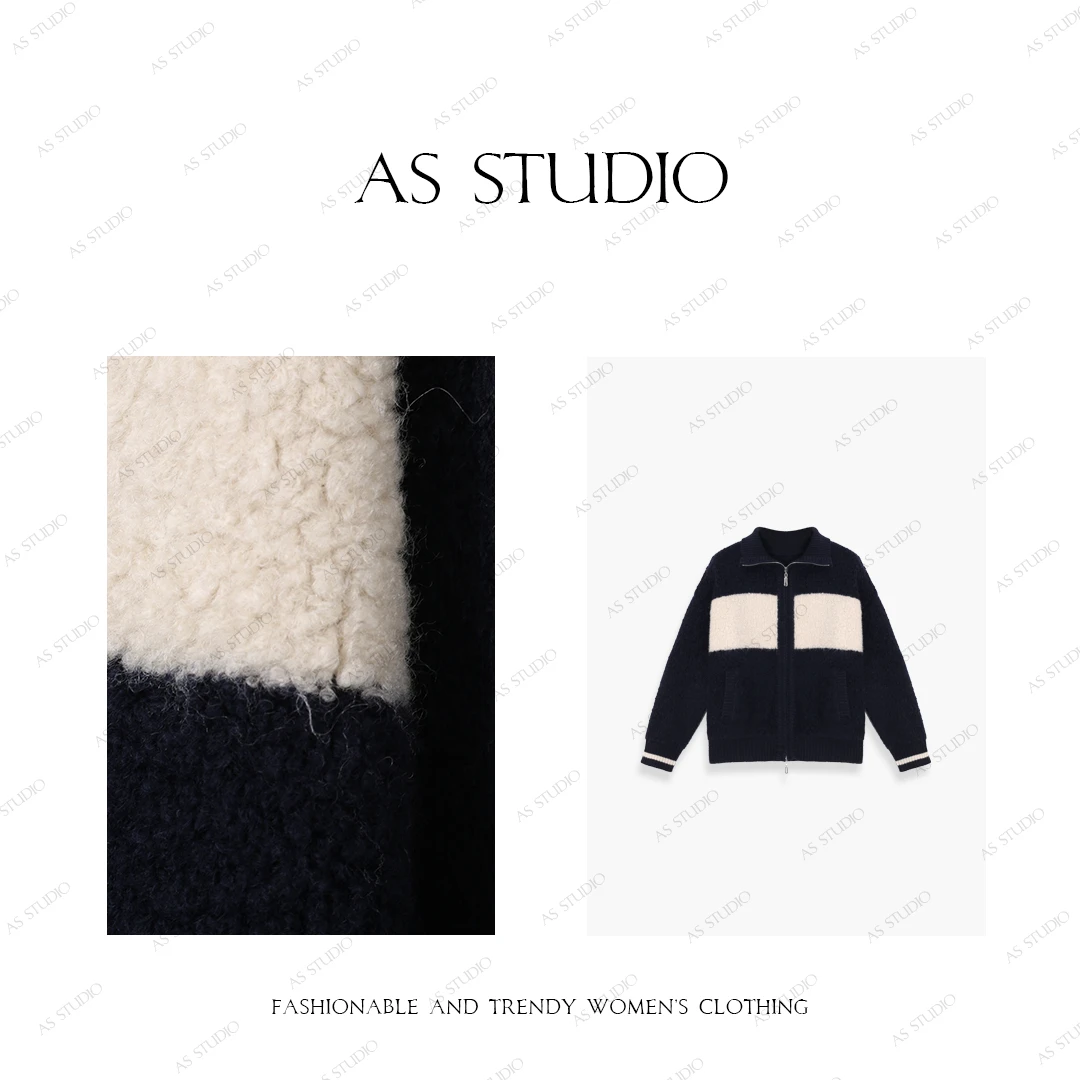 【AS小狗狗】25新半高领毛衣拉链开衫AS24DMY259