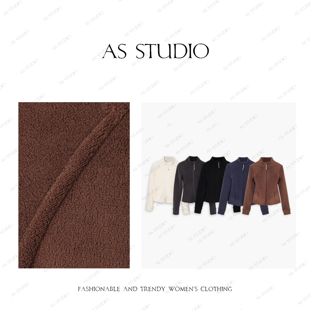 【AS暖宝宝】lu系显瘦软糯绒感立领休闲无帽外套AS24QSY580