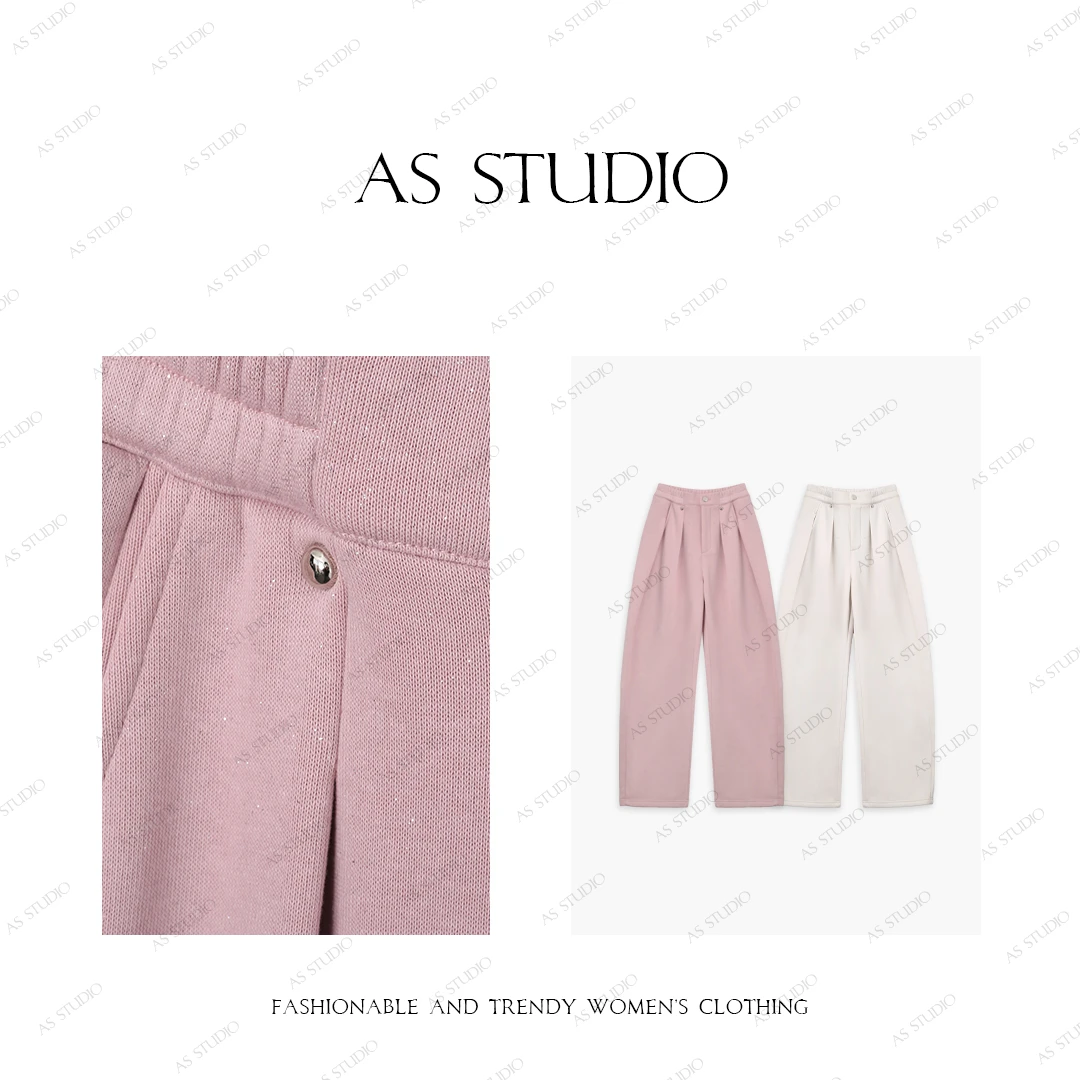 【AS花房】25新加绒加厚百搭高腰褶皱通勤休闲裤AS24DKU3247