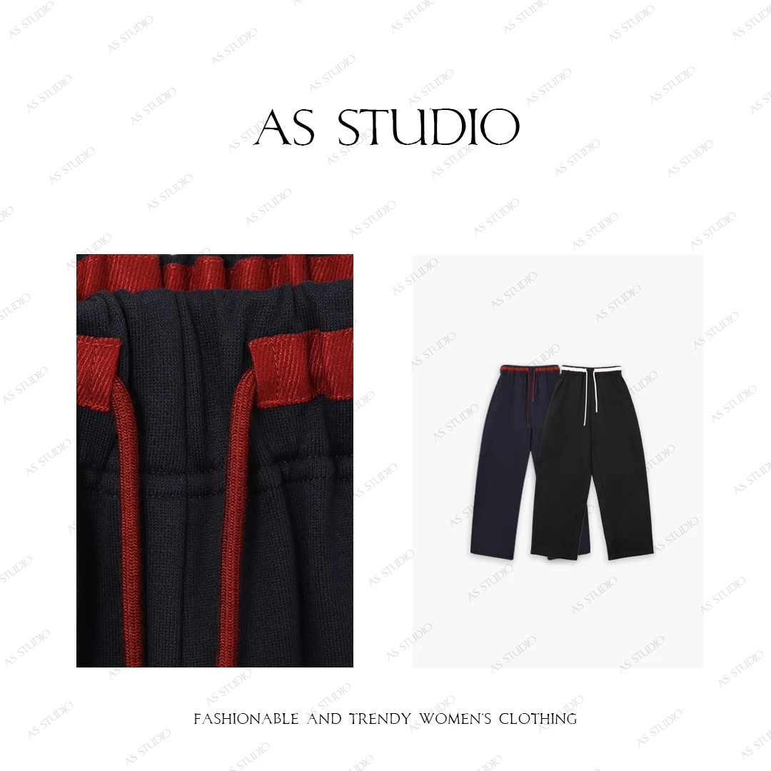 【AS烟火】25新加厚松紧腰拼色腰头百搭镰刀裤AS24DKU979