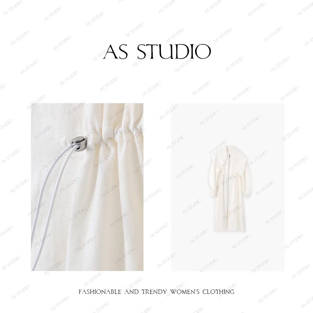 【AS风度】24新大翻领可两穿100亚麻强推防晒风衣外套AS24XFY332