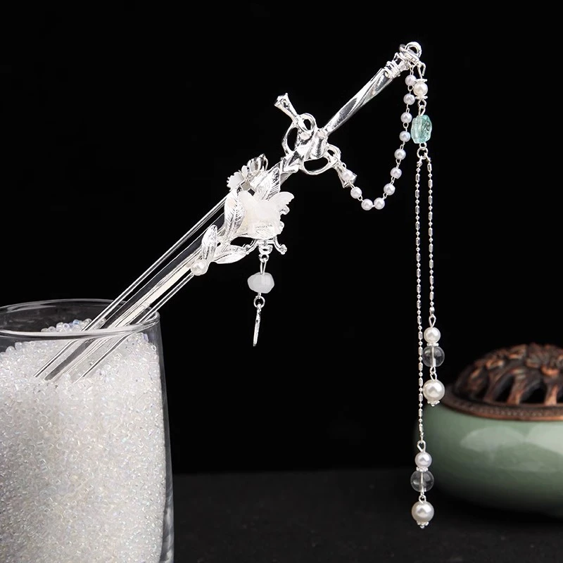 合金发饰 小红书同款古风汉服女头饰流苏长剑发簪子锁灵藏剑发饰