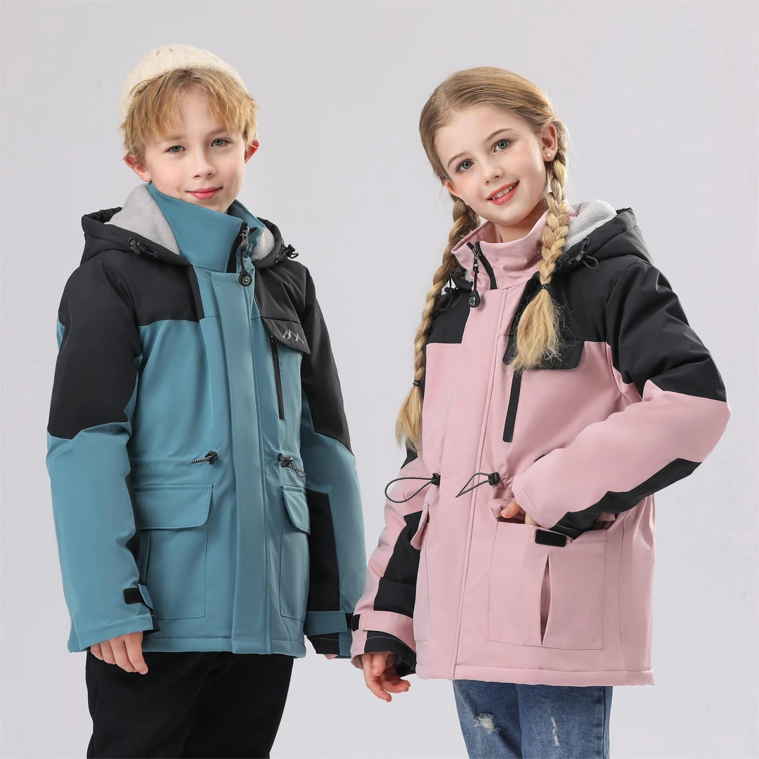 强防水面料加厚加棉拼接儿童成人亲子户外棉服童装冲锋衣