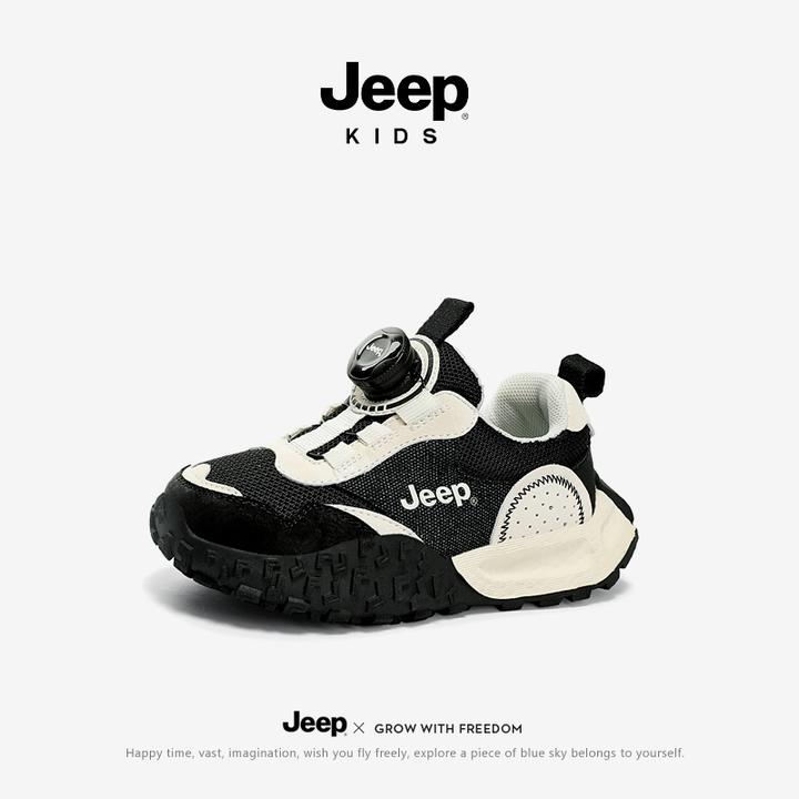 jeep儿童运动鞋新款旋钮防滑轻便软底老爹鞋2024春秋男童跑步鞋子