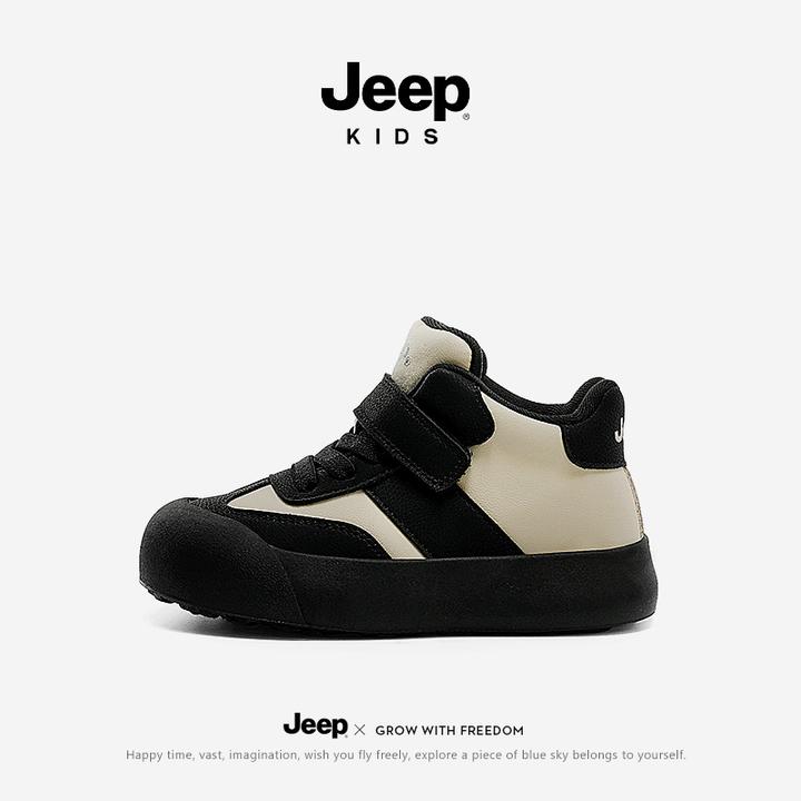 jeep儿童加绒运动鞋秋冬季软底童鞋子2024新款防水板鞋二棉鞋男女