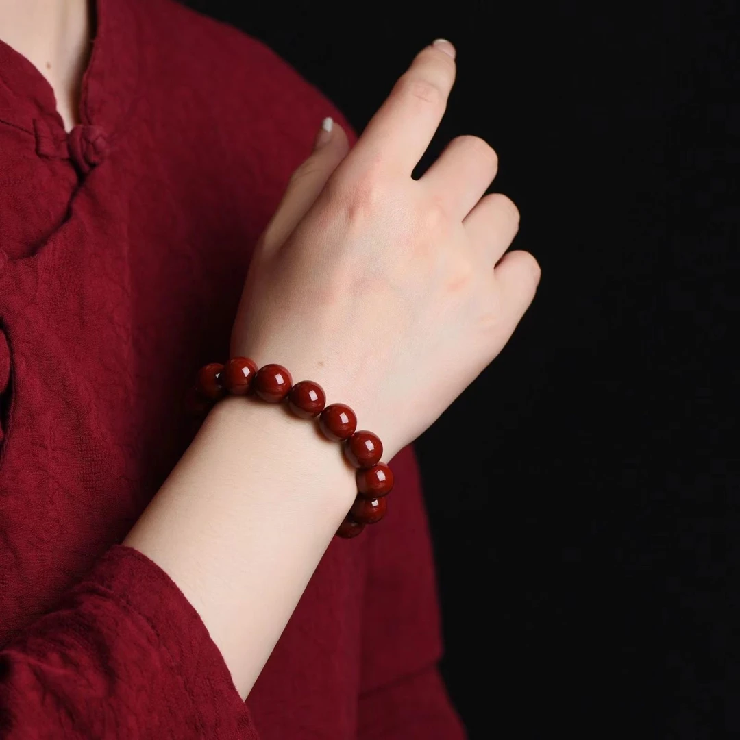 非金属布艺手链 原矿紫金沙帝王红手链手串紫沙红色素串