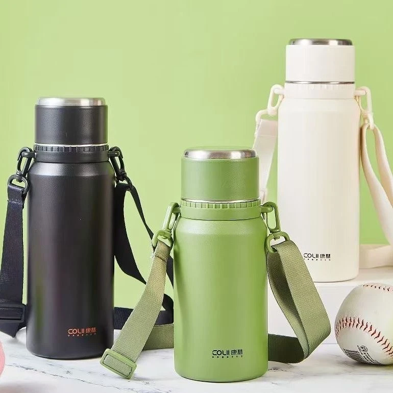 康林大容量保温杯高颜值便携男女泡茶杯带背带户外大容量学生防摔