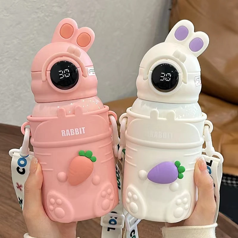 兔yoyo保温杯儿童显温316不锈钢幼儿园小学生上学水杯智能吸管杯