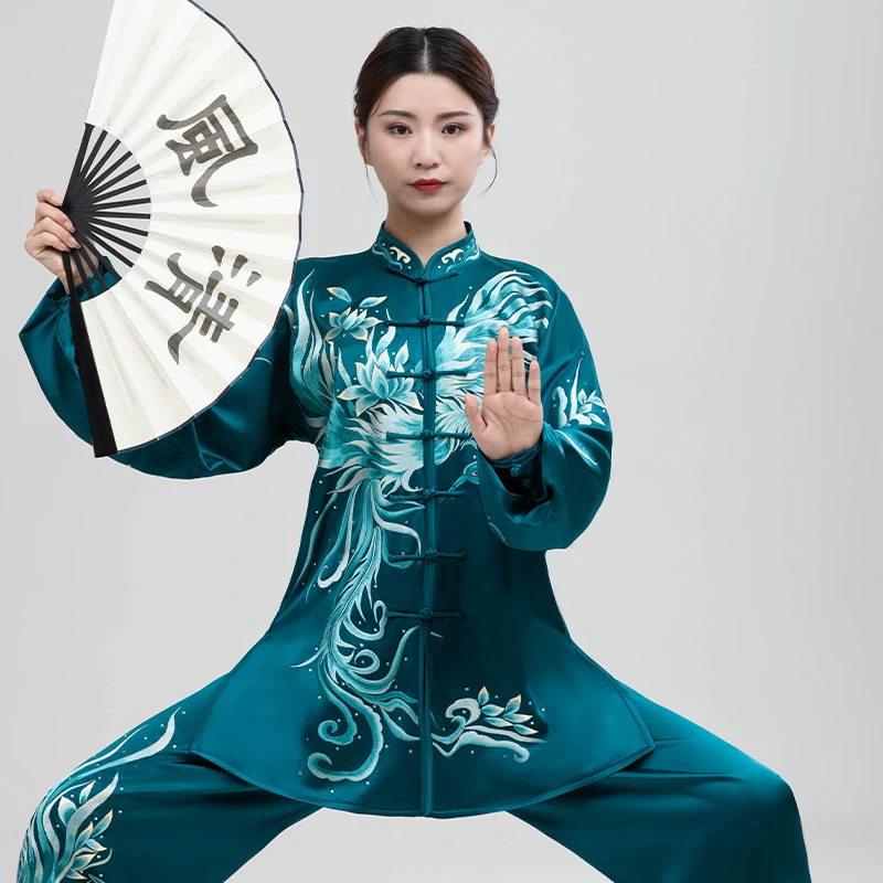 御尊真丝桑蚕丝高档太极服练功武术服刺绣透气薄款男女