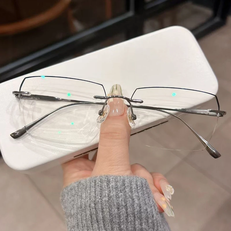 无框眼镜近视男超轻纯钛黑线可配有度数眼睛架变色无边框眼镜潮框