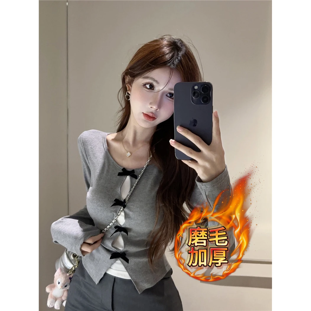 【赫饰】磨毛加厚 12050 胖mm秋冬别致小众百搭显瘦时尚撞色上衣