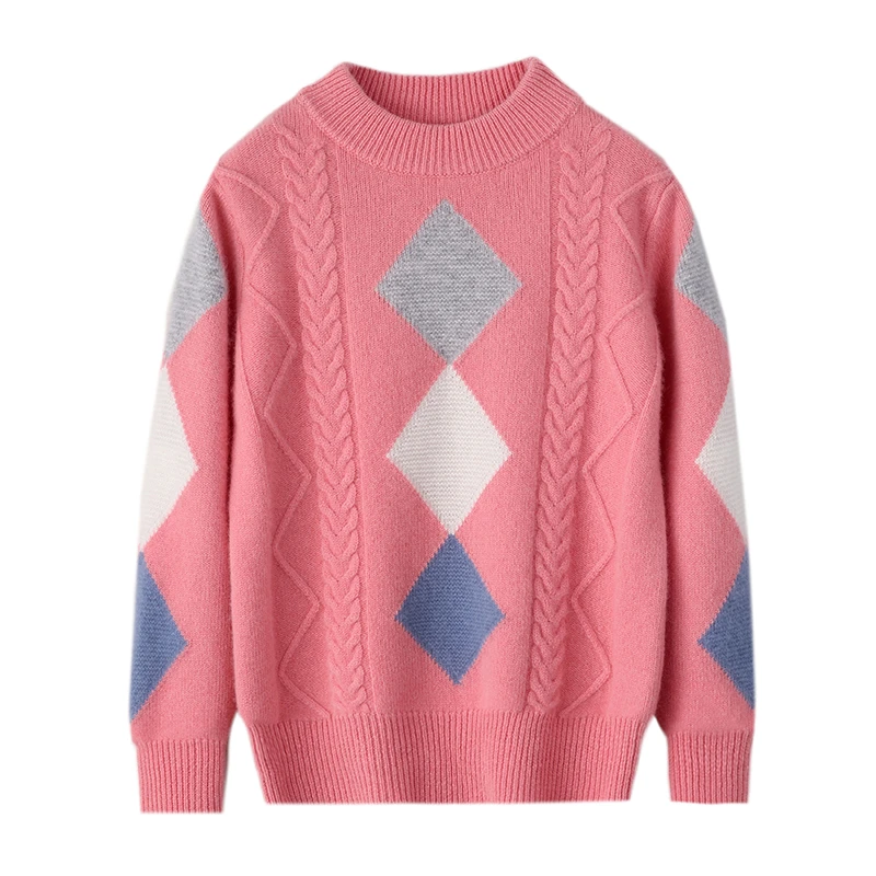 【加厚100羊毛】圆领女童羊毛衫中大童加厚套头毛衣男童羊毛衫