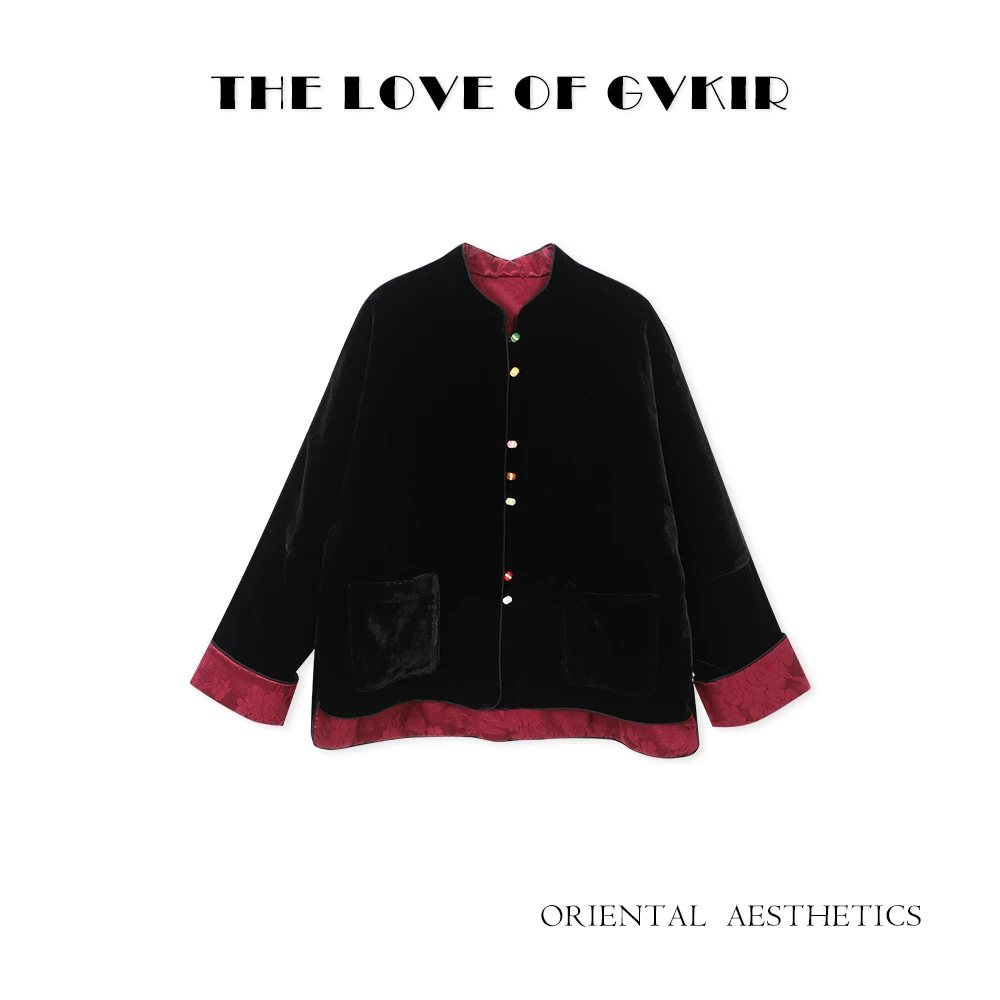 2气质复古秋冬加厚夹棉新中式丝绒外套WC889