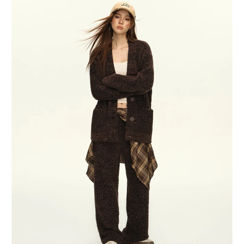 莫里伊【咖色V领开衫】小众时尚设计休闲舒适可外穿保暖家居服