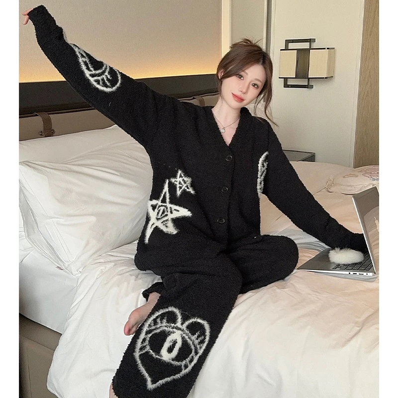 莫里伊【黑色星辰开衫】小众时尚设计休闲可外穿保暖睡衣家居服