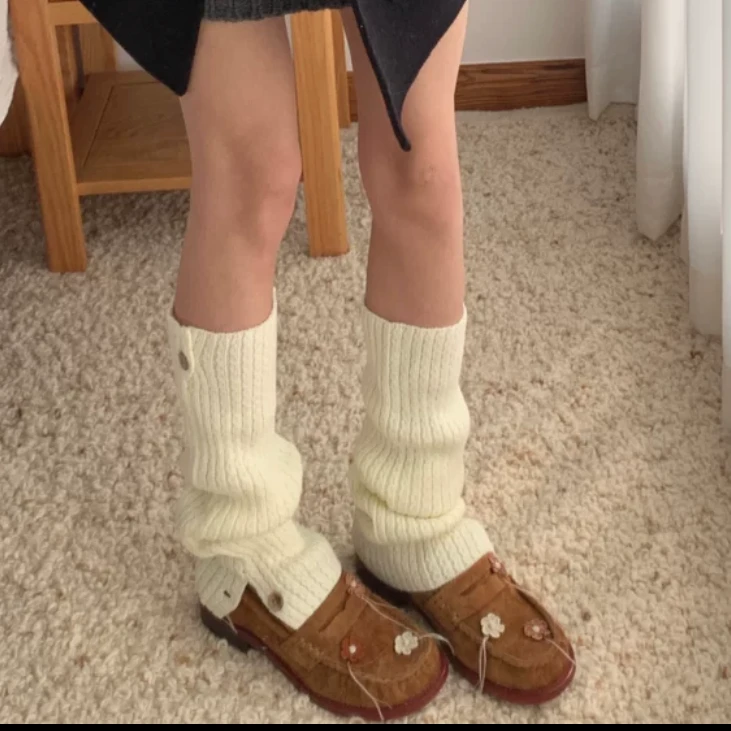 【时尚秋冬单品袜套】轻奢241953加厚保暖拼色针织纯羊绒袜套