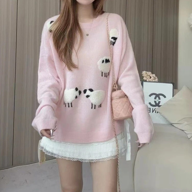 【软萌羊驼】240775-100山羊绒款韩版立体羊驼减龄洋气时尚款