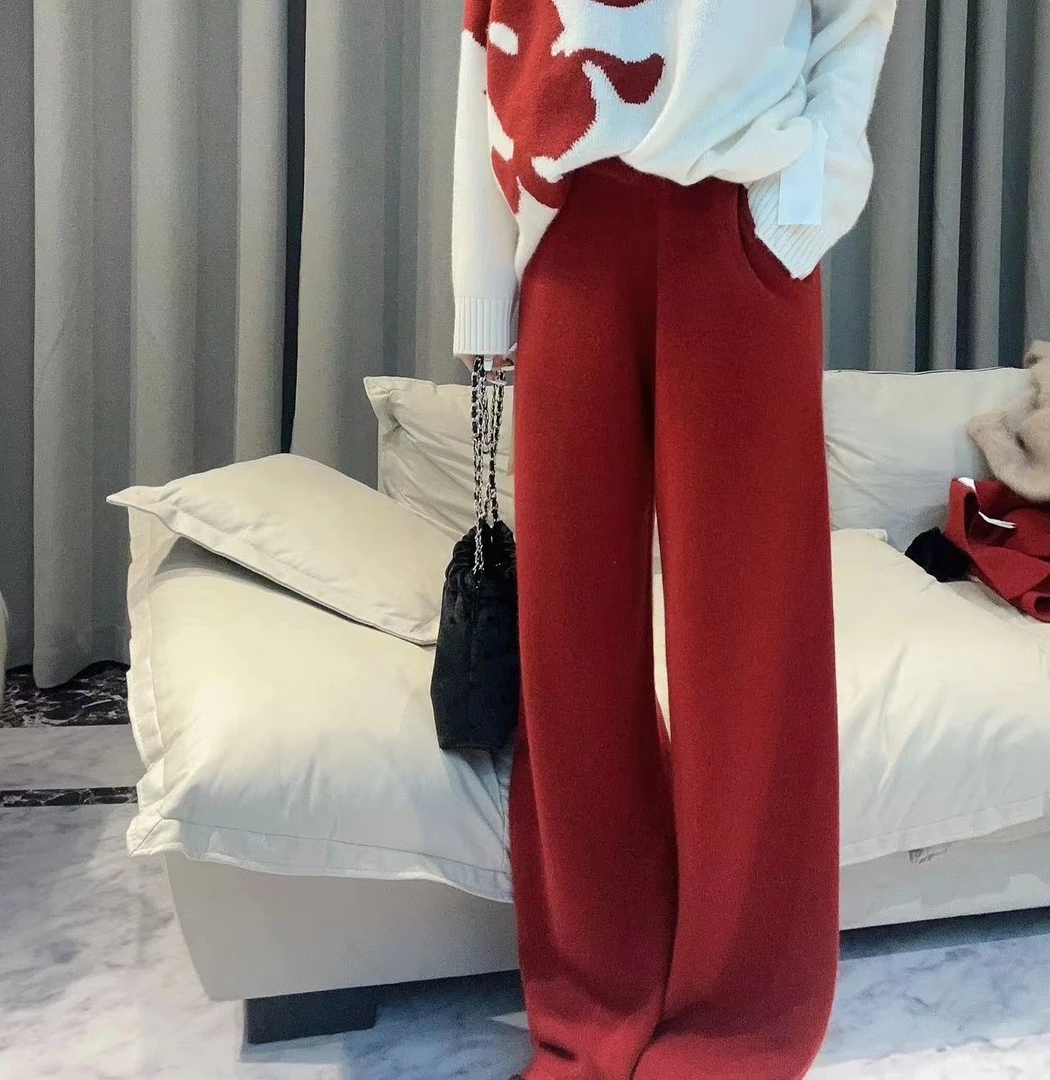 【新年战袍款】俩月羊绒轻奢231960-简约百搭百搭直筒针织羊绒裤