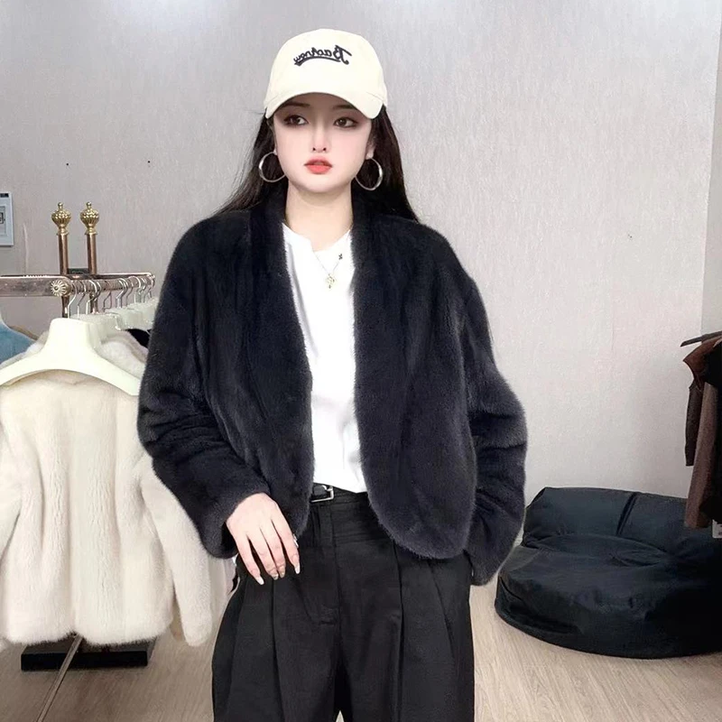 【三嫂推荐】直播福利2024海宁新款水貂毛女士整貂水貂短款时尚外套